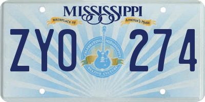 MS license plate ZYO274