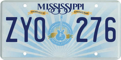 MS license plate ZYO276