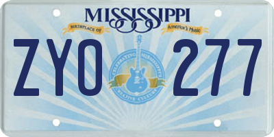 MS license plate ZYO277