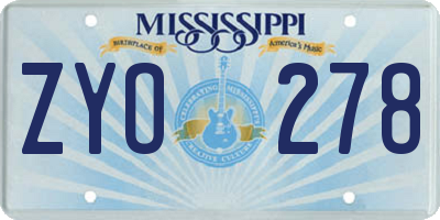 MS license plate ZYO278