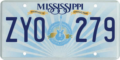 MS license plate ZYO279