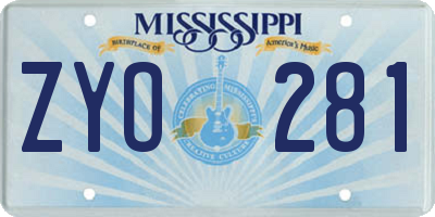 MS license plate ZYO281