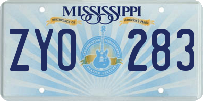 MS license plate ZYO283