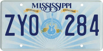 MS license plate ZYO284