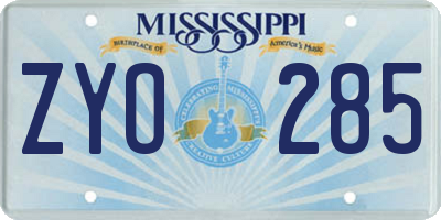 MS license plate ZYO285