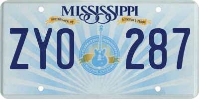 MS license plate ZYO287