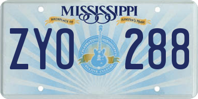 MS license plate ZYO288