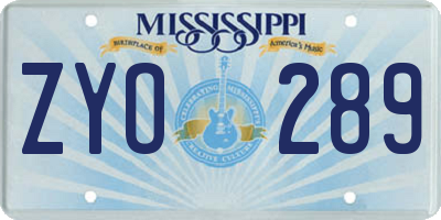 MS license plate ZYO289