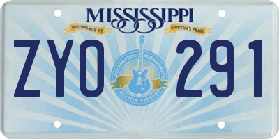 MS license plate ZYO291