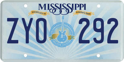 MS license plate ZYO292