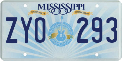 MS license plate ZYO293