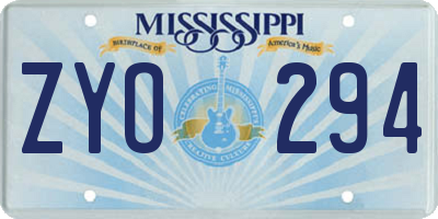 MS license plate ZYO294