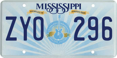 MS license plate ZYO296