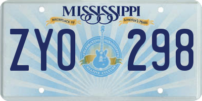 MS license plate ZYO298