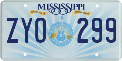 MS license plate ZYO299