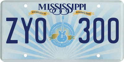 MS license plate ZYO300