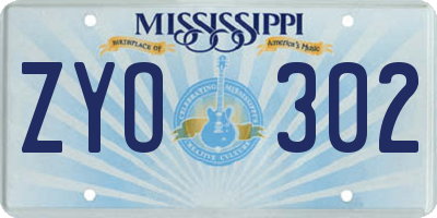MS license plate ZYO302