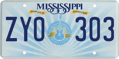 MS license plate ZYO303
