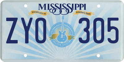 MS license plate ZYO305