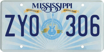 MS license plate ZYO306