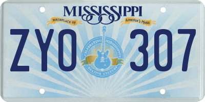 MS license plate ZYO307