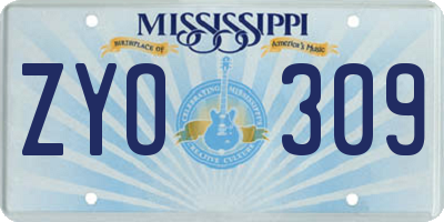 MS license plate ZYO309