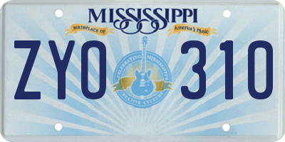 MS license plate ZYO310