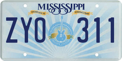 MS license plate ZYO311