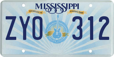 MS license plate ZYO312
