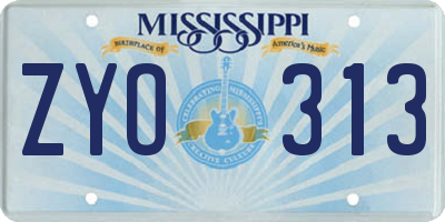 MS license plate ZYO313