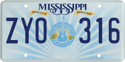 MS license plate ZYO316