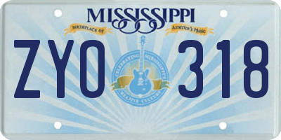MS license plate ZYO318