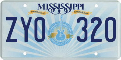 MS license plate ZYO320