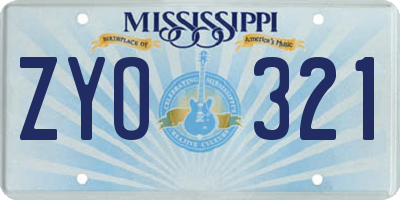 MS license plate ZYO321