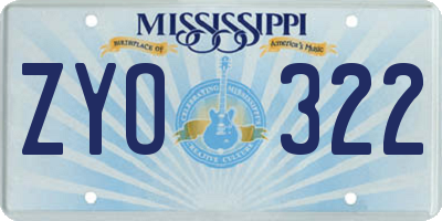 MS license plate ZYO322