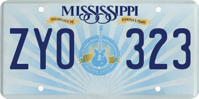 MS license plate ZYO323