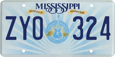 MS license plate ZYO324