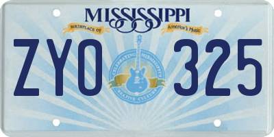 MS license plate ZYO325