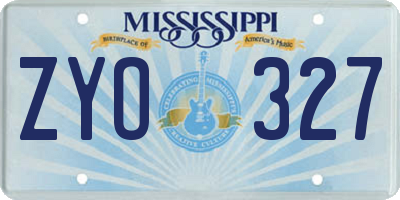 MS license plate ZYO327