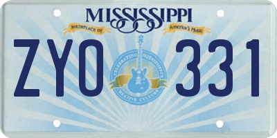 MS license plate ZYO331