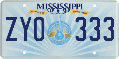 MS license plate ZYO333