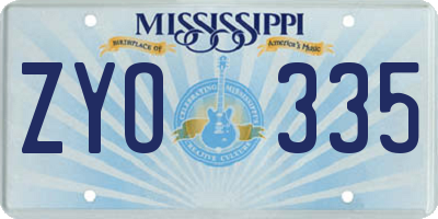 MS license plate ZYO335