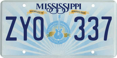 MS license plate ZYO337