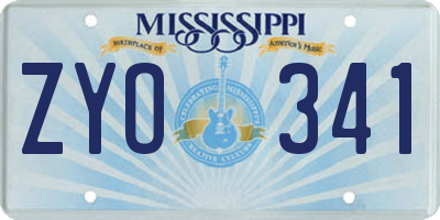 MS license plate ZYO341