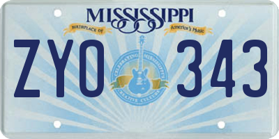 MS license plate ZYO343