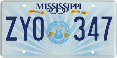 MS license plate ZYO347