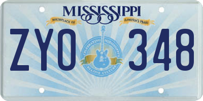 MS license plate ZYO348