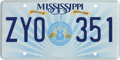 MS license plate ZYO351