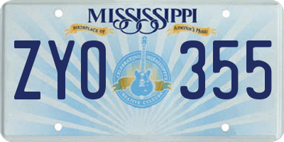 MS license plate ZYO355