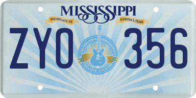 MS license plate ZYO356